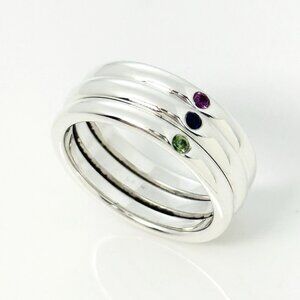 Size 7 Tiffany & Co Ruby  Sapphire Emerald Stacking Triple Ring by Elsa Peretti